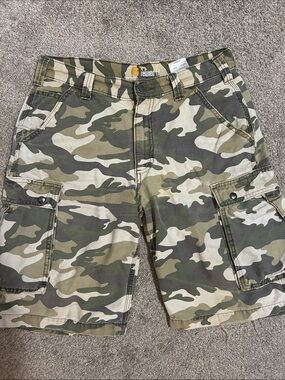 Vintage Carhartt Distressed Camo Cargo Shorts Relaxed Fit